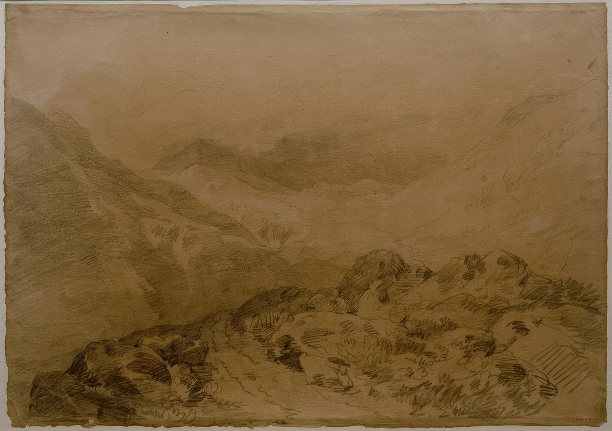 Sziklás hágó a hegyek között (Glen Croe, Ben Arthur lejtői: Ben an Lochain) alkotó: Joseph Mallord William Turner