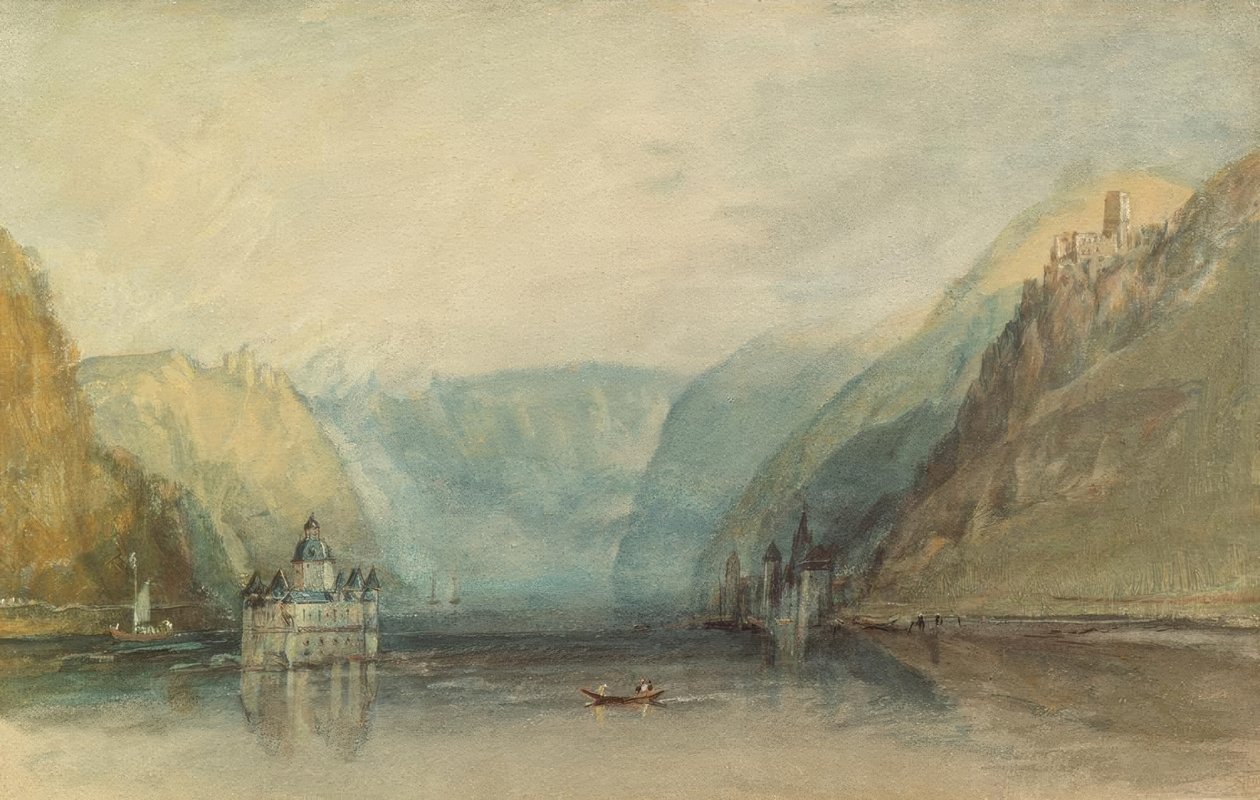 Pfalz Kaub mellett alkotó: Joseph Mallord William Turner