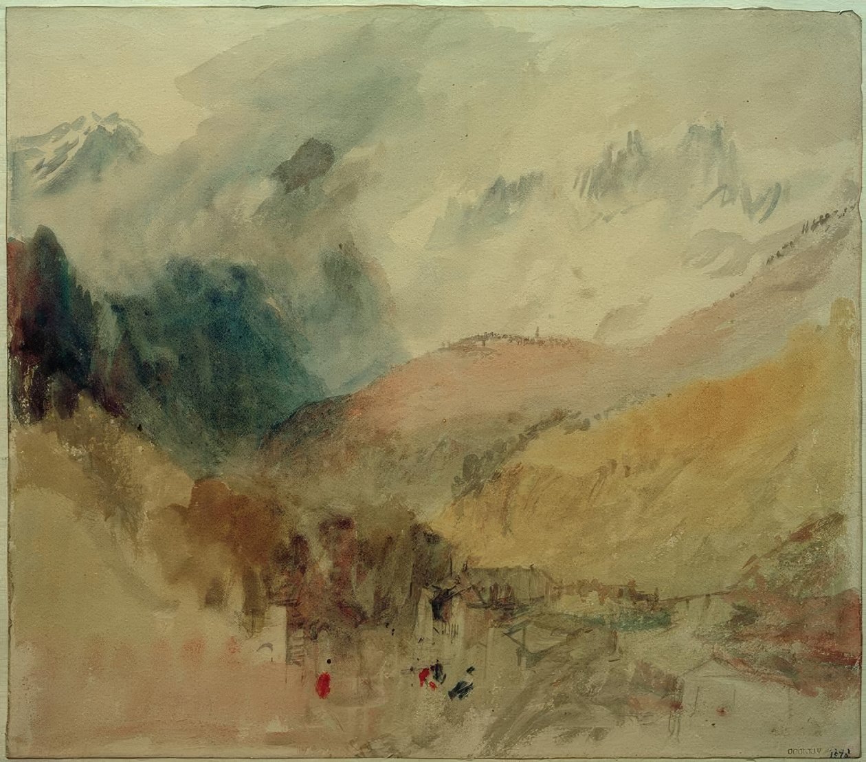 Mont-Blanc és le Chetif a Pre-Saint Didier-re néz a Val dAosta-ban alkotó: Joseph Mallord William Turner