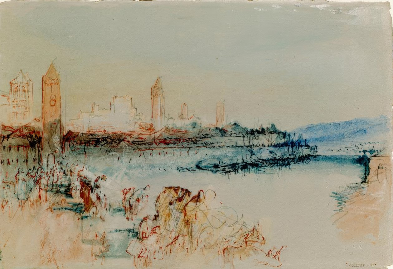 Regensburg a hídról nézve alkotó: Joseph Mallord William Turner
