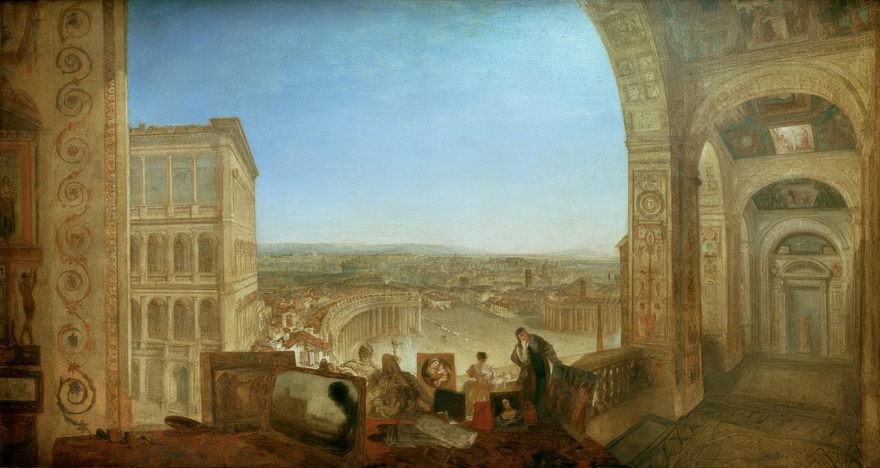 Róma, a Vatikánból. Raffaelle La Fornari kíséretében alkotó: Joseph Mallord William Turner