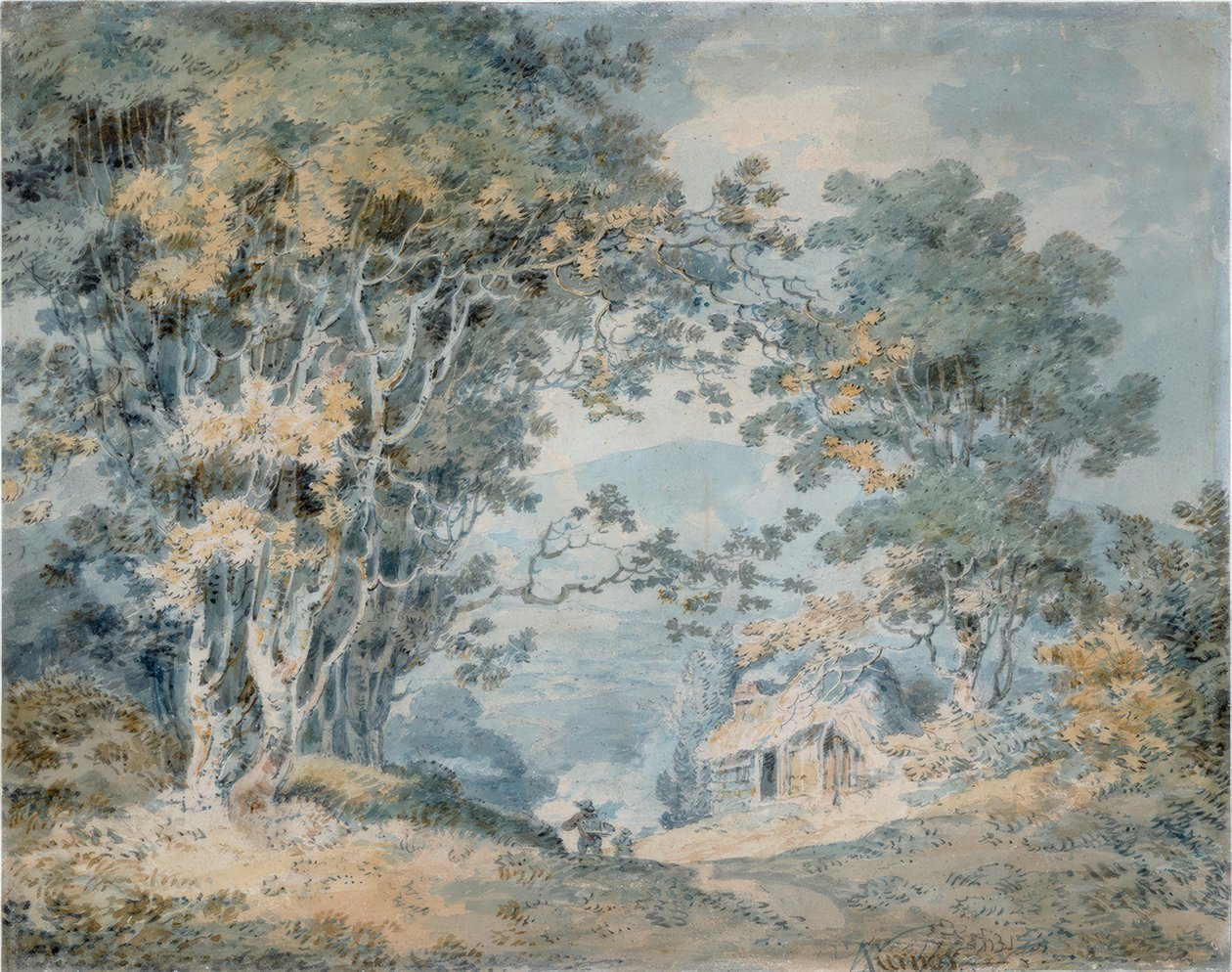 Rusztikus vidéki pályán Hindheadben, Surreyben alkotó: Joseph Mallord William Turner