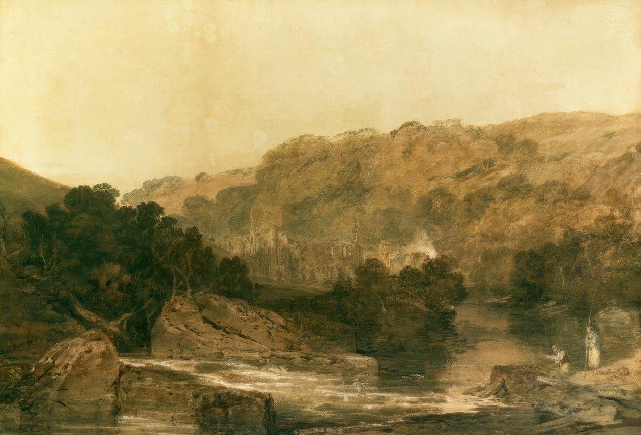 A northumberlandi Brinkburn Priory látképe alkotó: Joseph Mallord William Turner