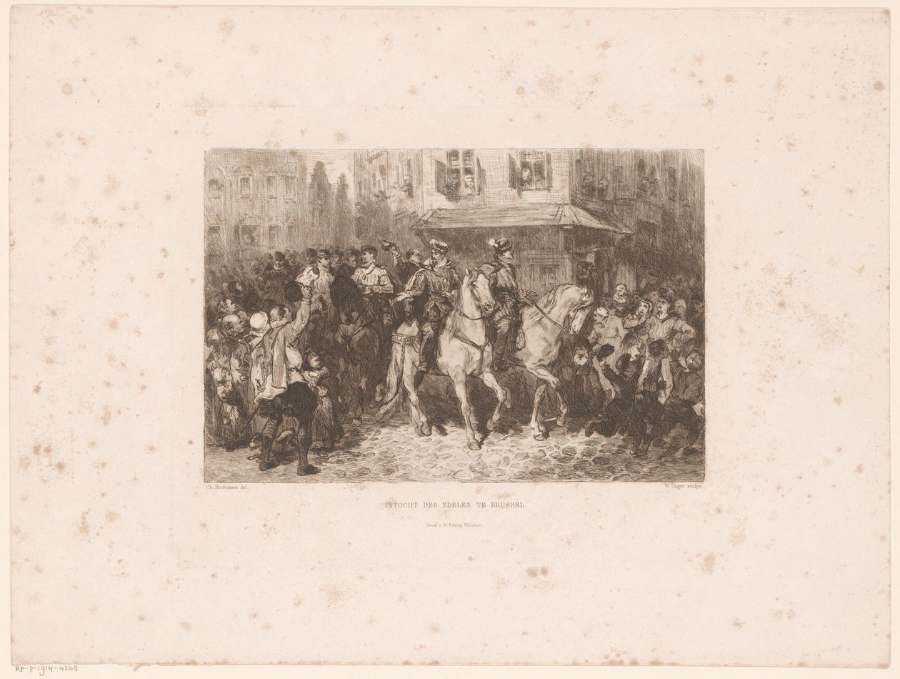 A nemesek bevonulása Brüsszelbe, 1566 A nemesek belépése Brüsszelbe (cím a tárgyon) alkotó: William Unger