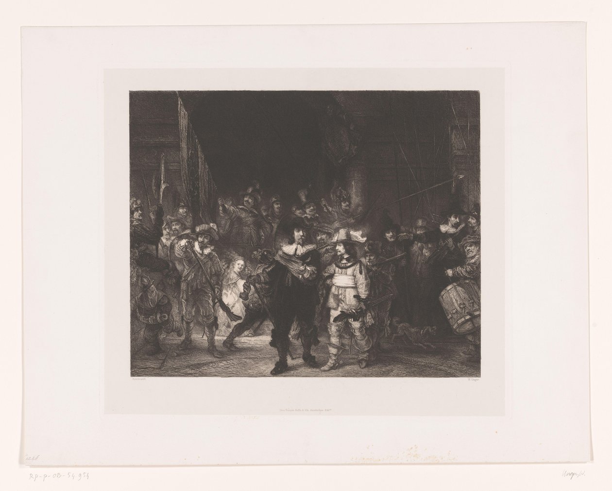 éjjeli Őrség Az amszterdami II. kerület tisztjei és más fegyveresei Frans Banninck Cocq kapitány és Willem van Ruytenburch hadnagy vezetésével, akiket „éjszakai őrségnek” neveznek. alkotó: William Unger