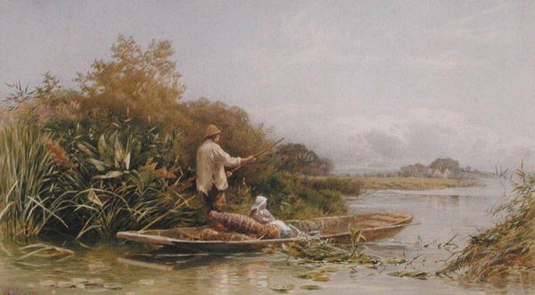 Angolnacsapdák a Temzén, 1870 körül (akvarell, papír) alkotó: William W. Gosling
