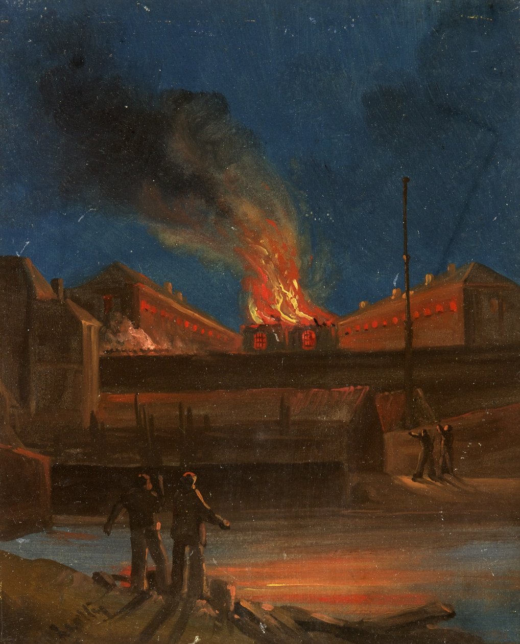 Bristol Riots: The Gaol Burning, 1831 körül (olaj, papír) alkotó: William W. Wheatley