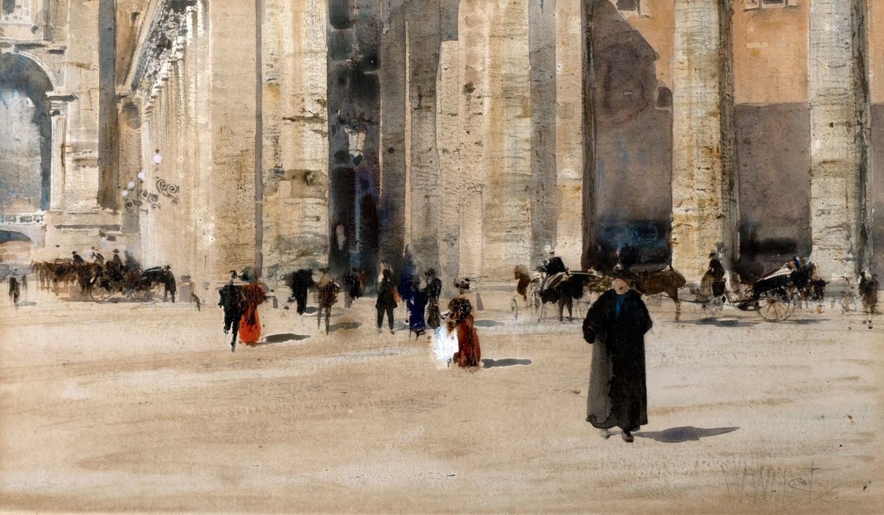 Bernini oszlopcsarnoka, Róma (akvarell, testfestékkel és gumiarábikummal) alkotó: William Walcot