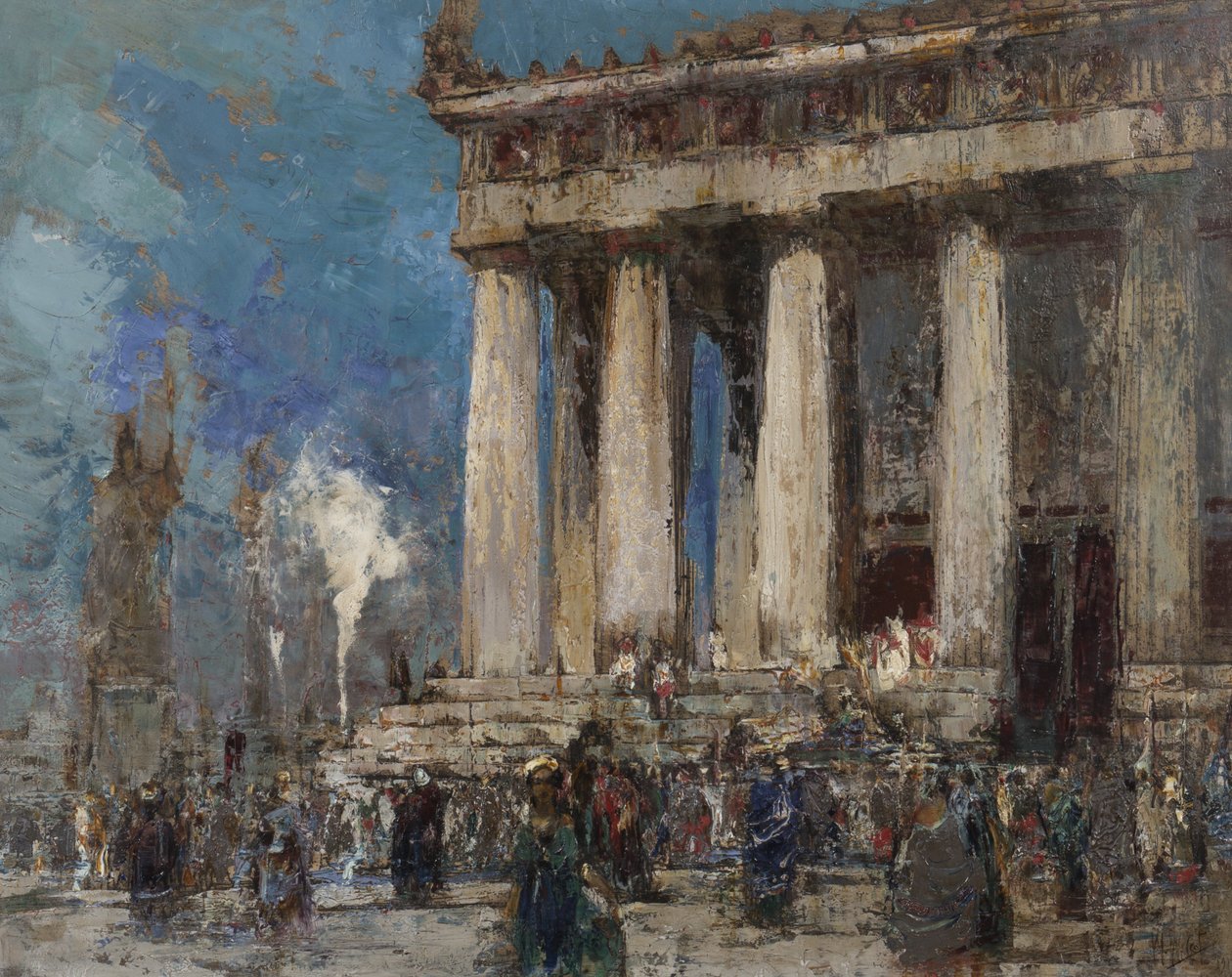 Görög templom, 1919 (olaj, rézkarc papíron) alkotó: William Walcot