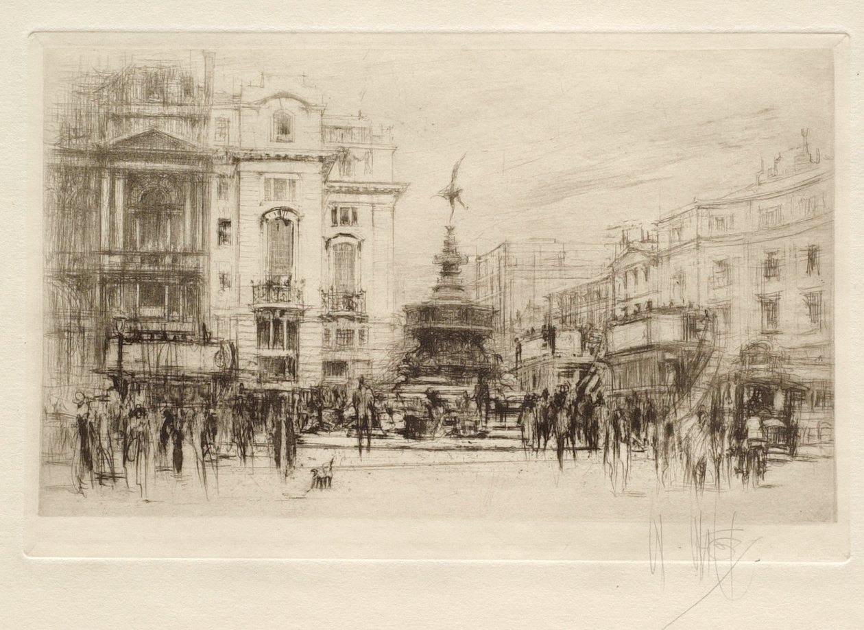 Piccadilly Circus, kilátás a Lower Regent Street felé, háttérben a Criterion Theatre-rel alkotó: William Walcot