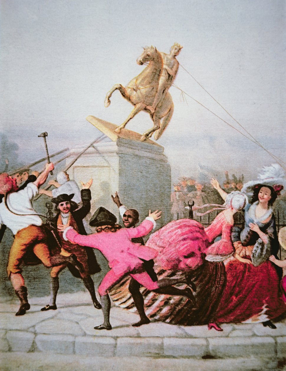 New York-i hazafiak lebontják III. György szobrát a Bowling Greenben, 1776. július 9-én alkotó: William Walcutt