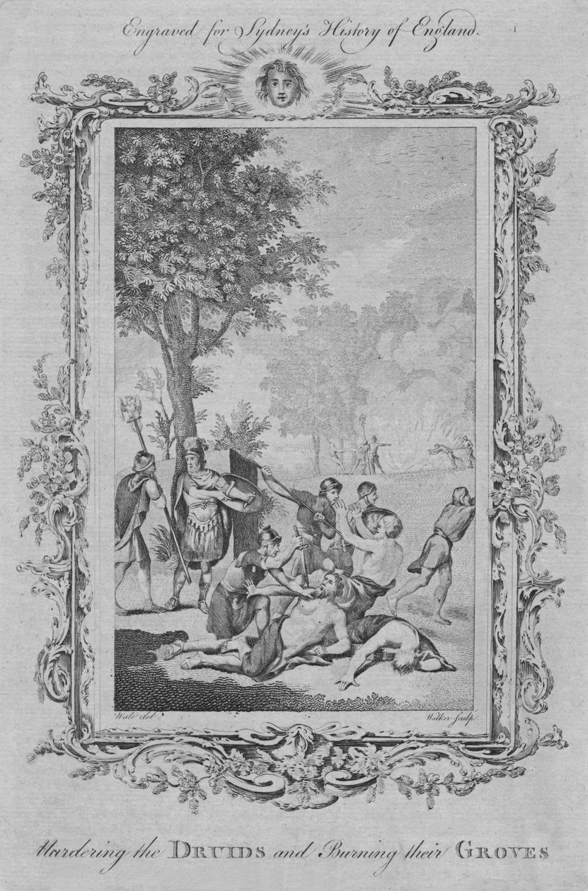A druidák meggyilkolása és a ligeteik felgyújtása, 1773. alkotó: William Walker