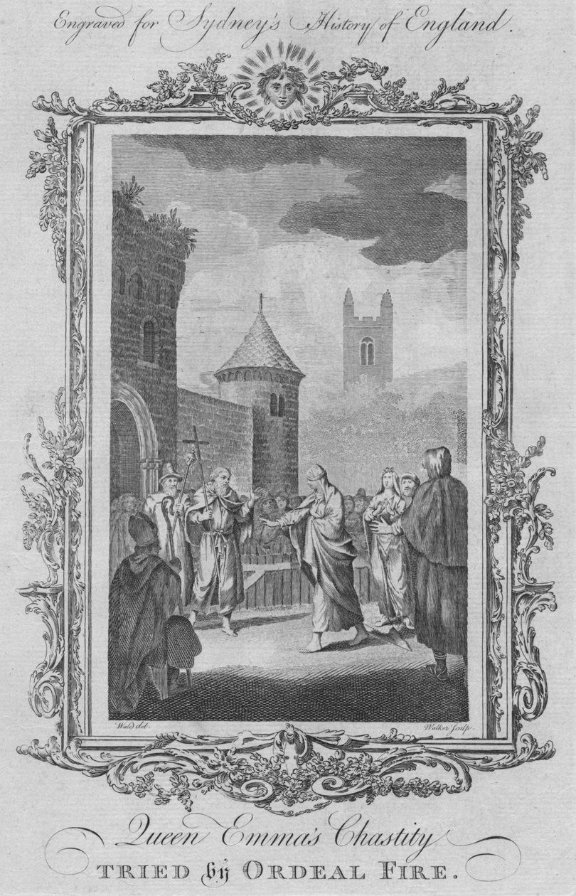 Emmas Chastity királynő megpróbáltatások áldozata lett, 1773. alkotó: William Walker