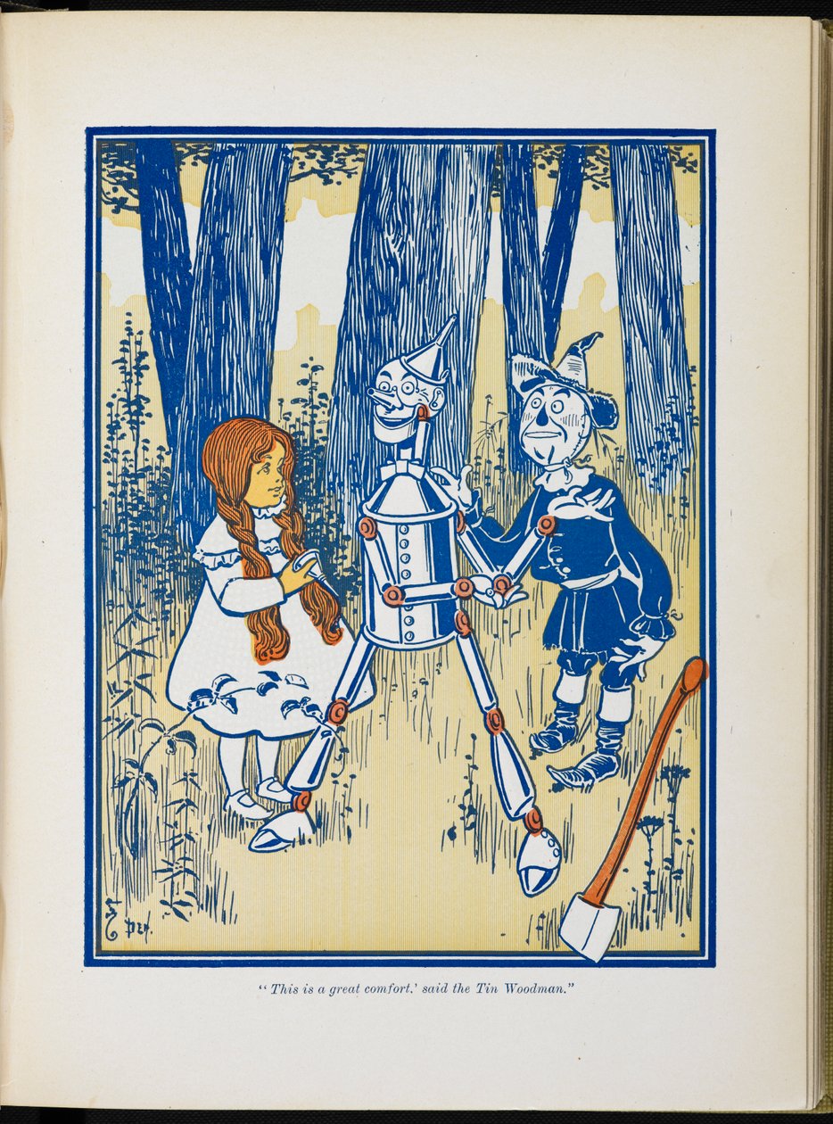 Dorothy, a bádogfavágó és a madárijesztő. alkotó: William Wallace Denslow