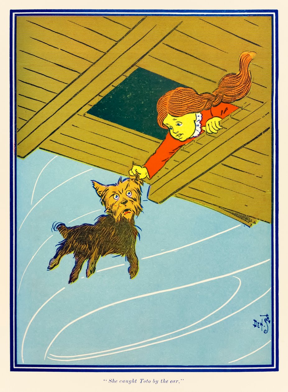 „Fülön fogta Totót.” A csodálatos Óz varázslóból, L. Frank Baum alkotó: William Wallace Denslow