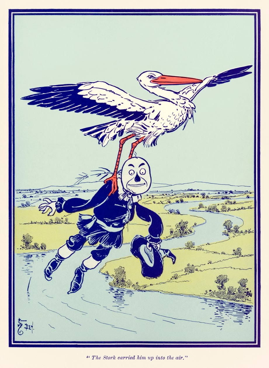 ?A gólya felvitte a levegőbe.? a ?Óz csodálatos varázslója? L. Frank Baum alkotó: William Wallace Denslow