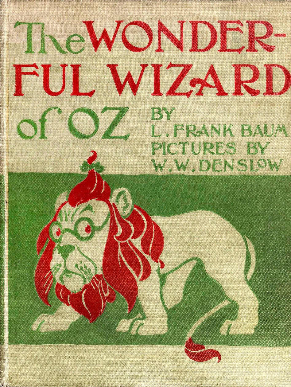 The Wonderful Wizard of Oz - The Wizard of Oz: Denslow, William Wallace (1856-1915) által illusztrált vászonborító Frank Baum (1856-1919) első kiadásának 1900-as kiadásából - a félelmetes oroszlán (poltron) - magángyűjtemény - alkotó: William Wallace Denslow