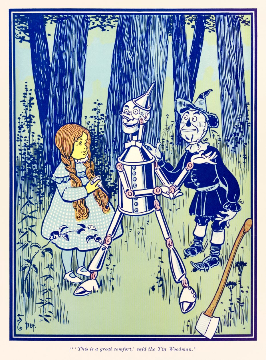 ??Ez nagy kényelem,? mondta a Bádog Favágó.? a ?Óz csodálatos varázslója? L. Frank Baum alkotó: William Wallace Denslow