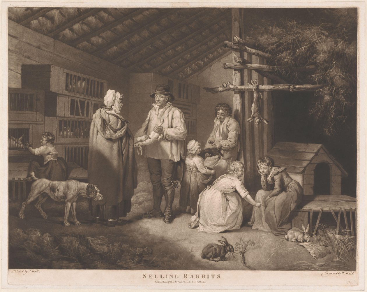 Nyúl eladó Nyulak eladása (cím a tárgyon) alkotó: William Ward