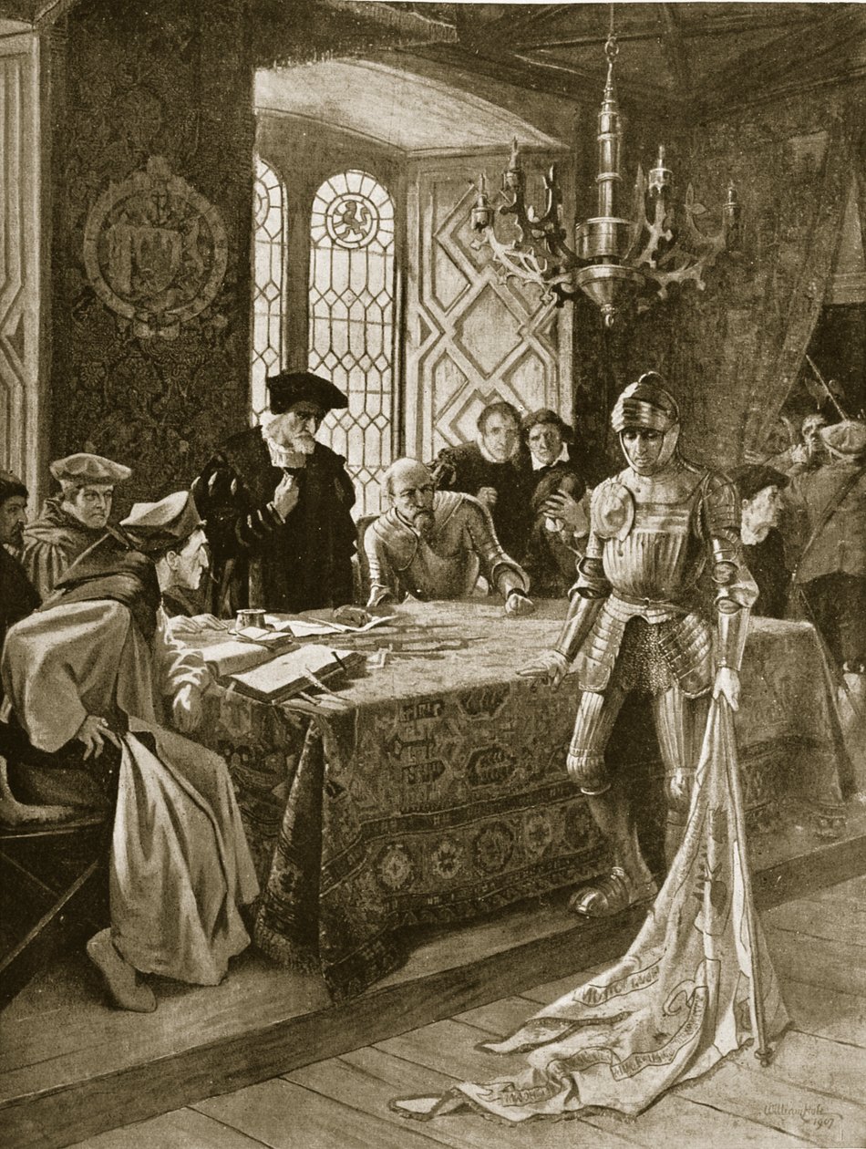 A Trades zászlajának visszatérése Edinburghba Flodden után, illusztráció a 