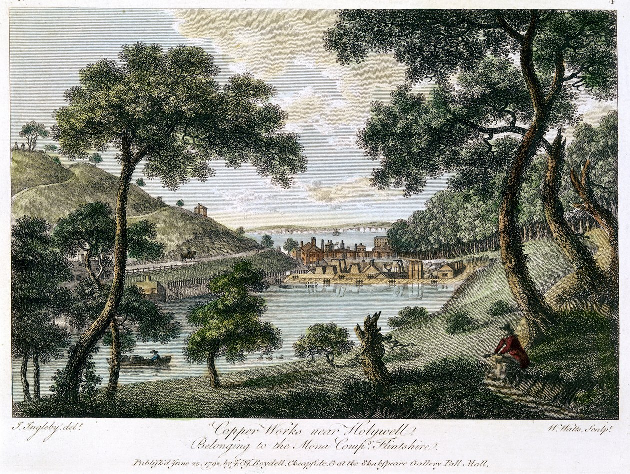 Rézművek Holywell közelében, Flintshire, Wales, a Mona Company tulajdona, 1792 alkotó: William Watts