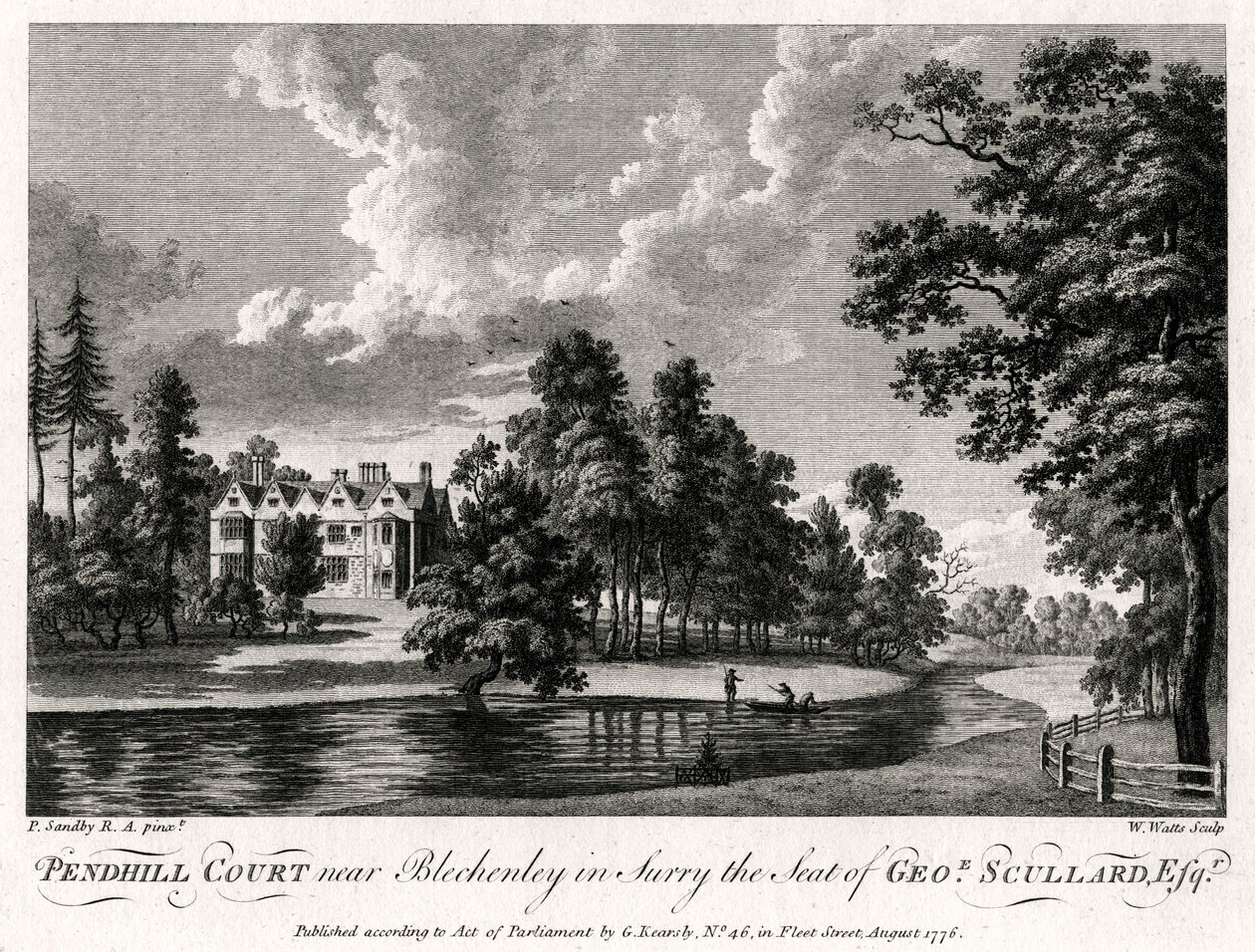 Pendhill Court Bletchenley közelében Surryben, George Scullard Esquire székhelyén, 1776 alkotó: William Watts