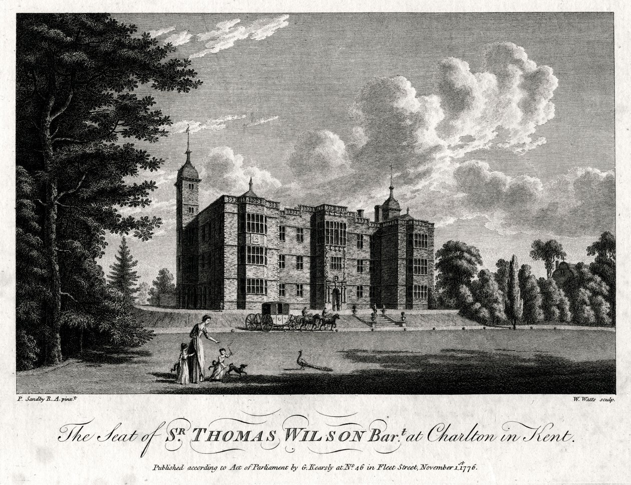 Sir Thomas Wilson Bart székhelye a kenti Charltonban, 1776 alkotó: William Watts