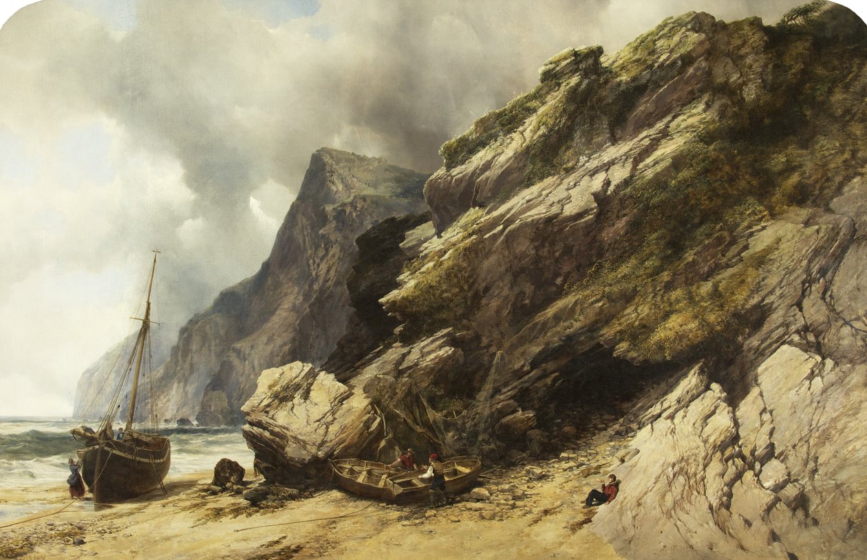 Cheyne Beach, Ilfracombe, 1845 körül (olaj, vászon) alkotó: William West