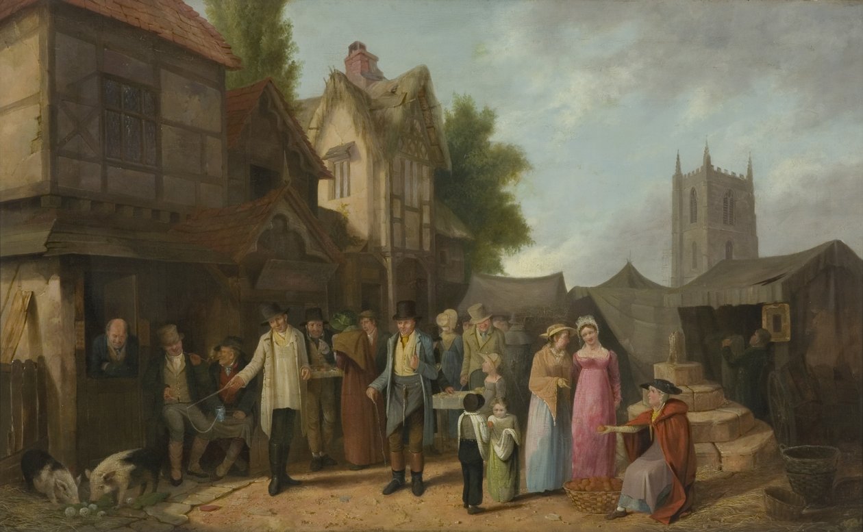 Jelenet egy fogadón kívül, talán Long Ashtonban, Bristolban, 1824 körül (olaj a panelen) alkotó: William West