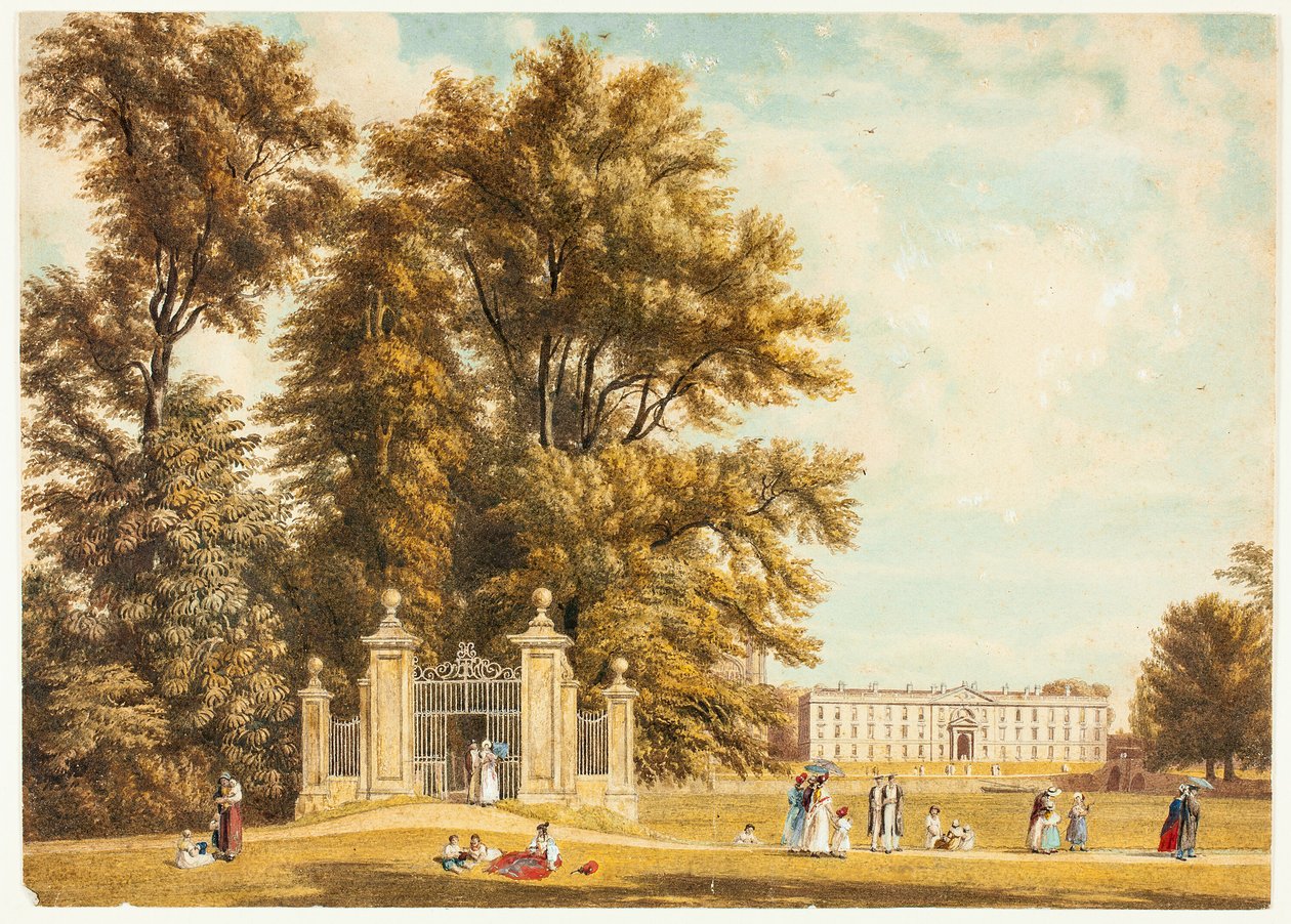 Az Avenue bejárata a Cambridge-i Clare Hall Piece felől alkotó: William Westall