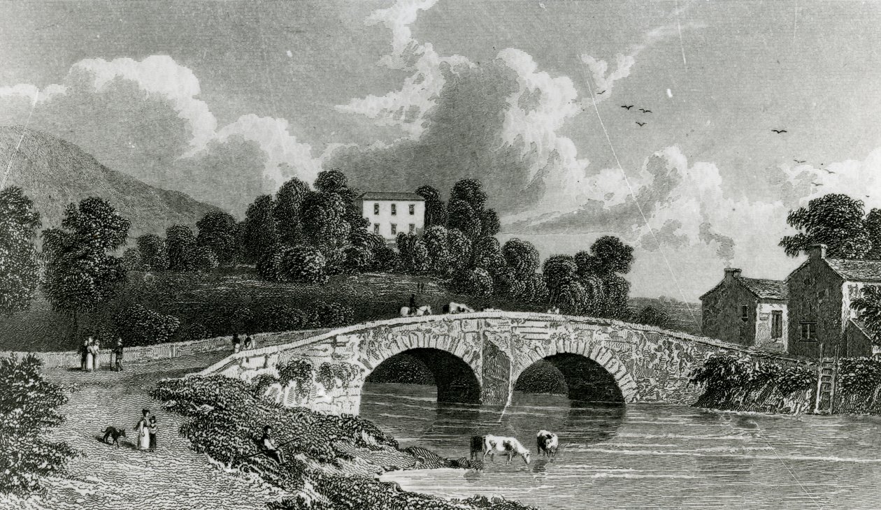 Greta Hall és Keswick-híd, E. Francis metszete, 1842 alkotó: William Westall