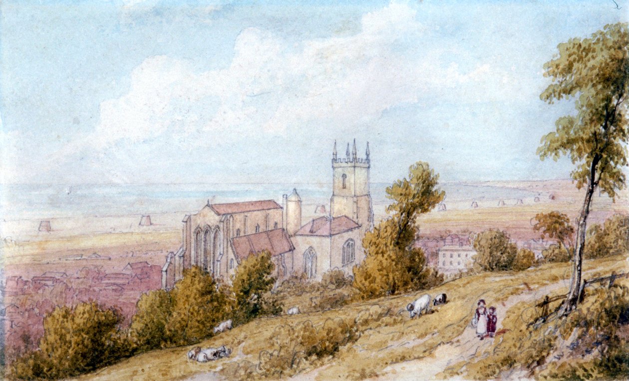 "Hythe-templom és Martello-torony", XIX. század. alkotó: William Westall
