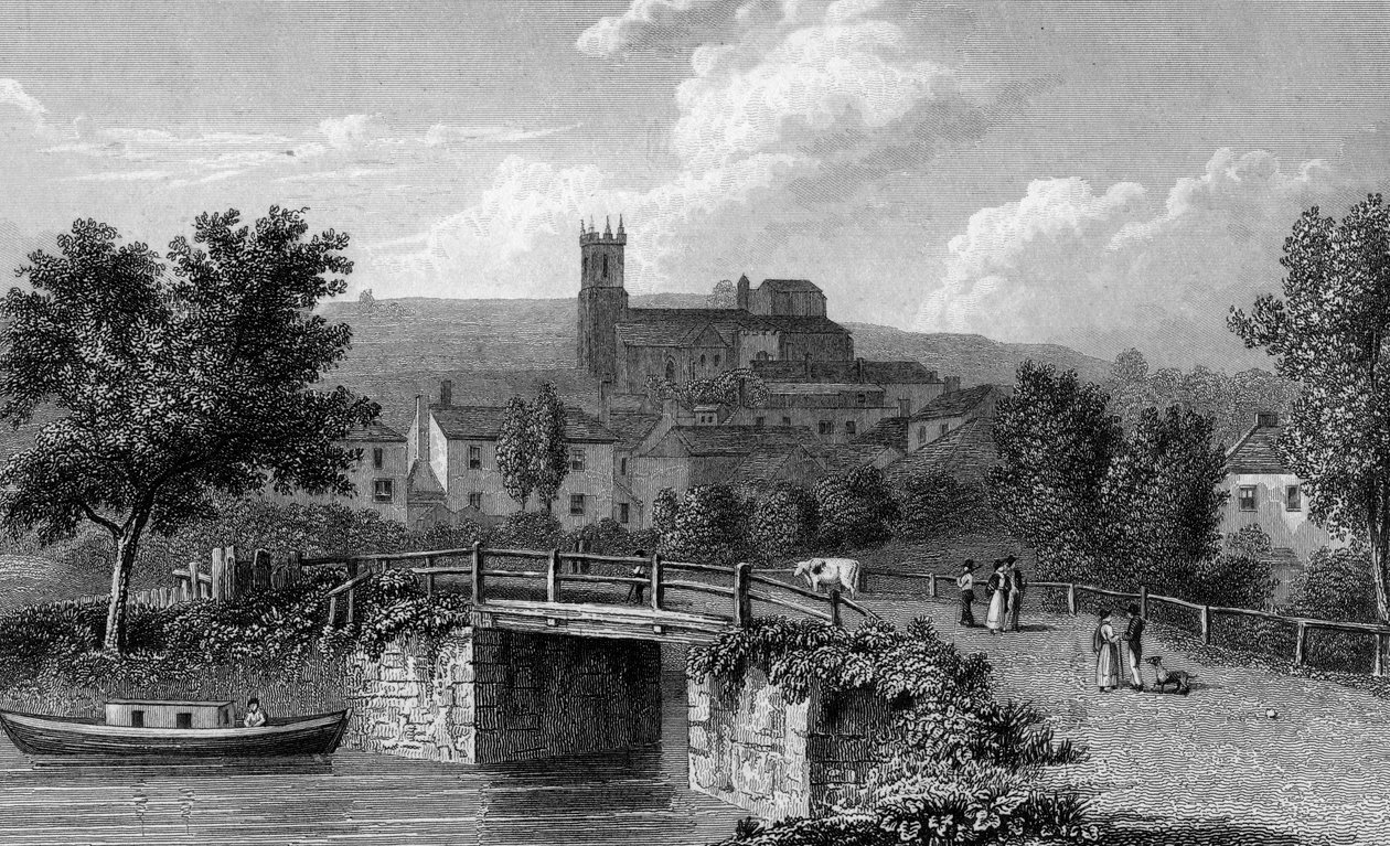 Hythe a csatornahídról, metszette E. Finden, 1829 alkotó: William Westall