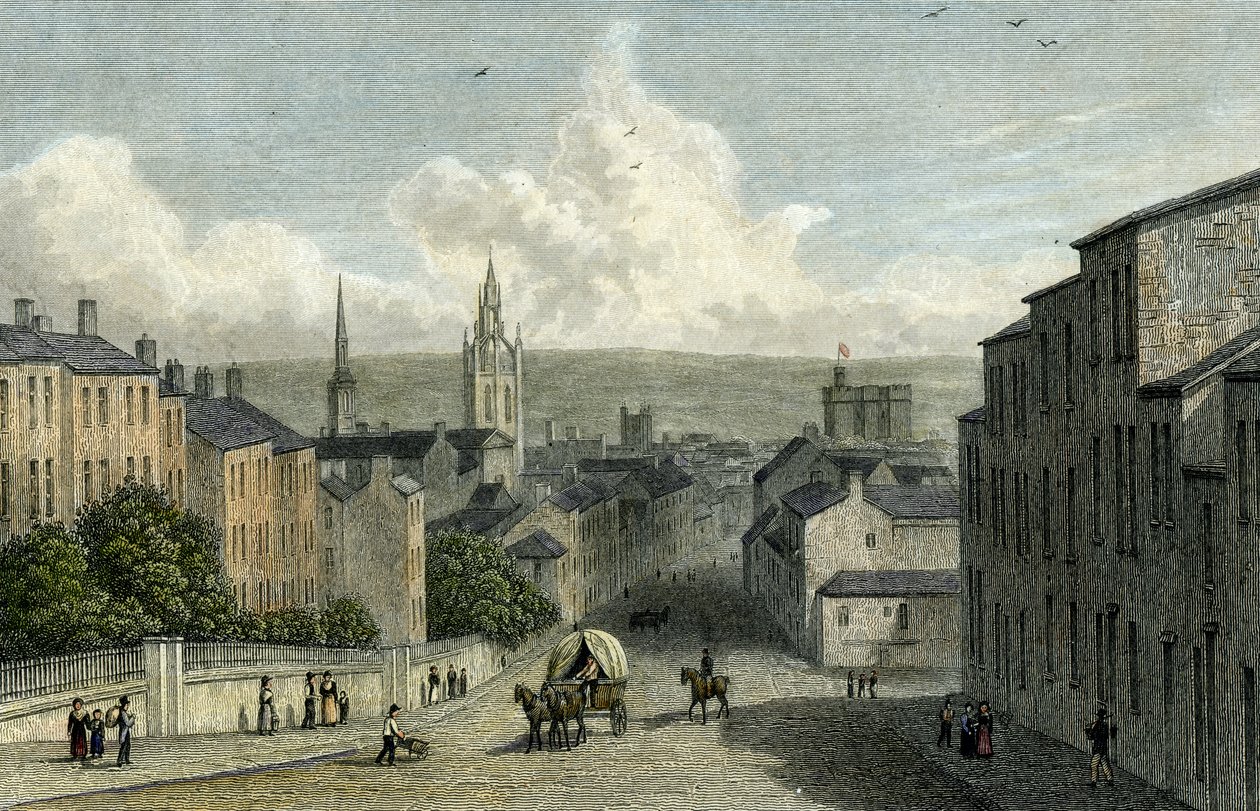 Newcastle a Westgate Hillről, Edward Finden metszete, 1830 alkotó: William Westall