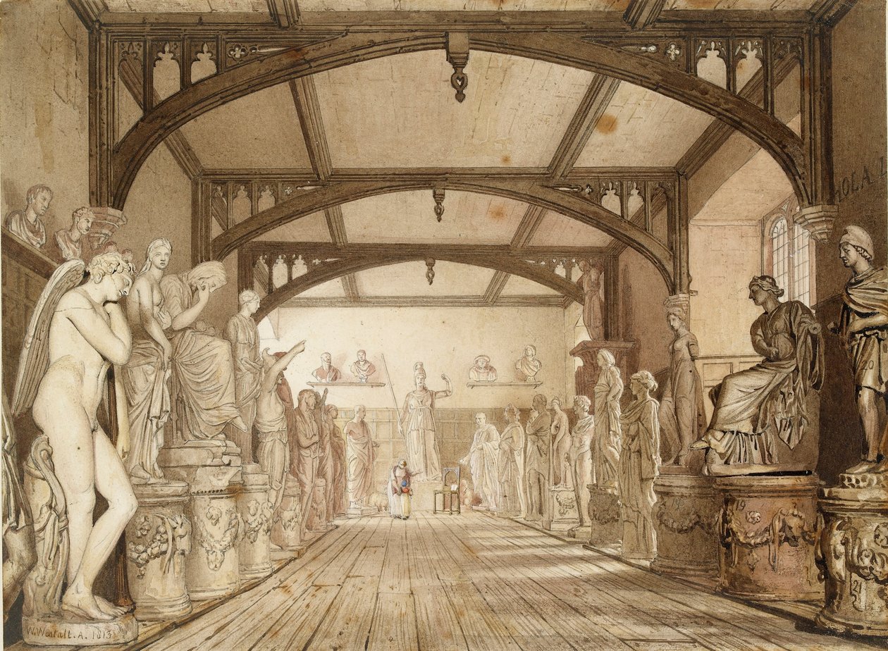 A szoborgaléria az oxfordi vizsgaiskolákban, 1813 alkotó: William Westall