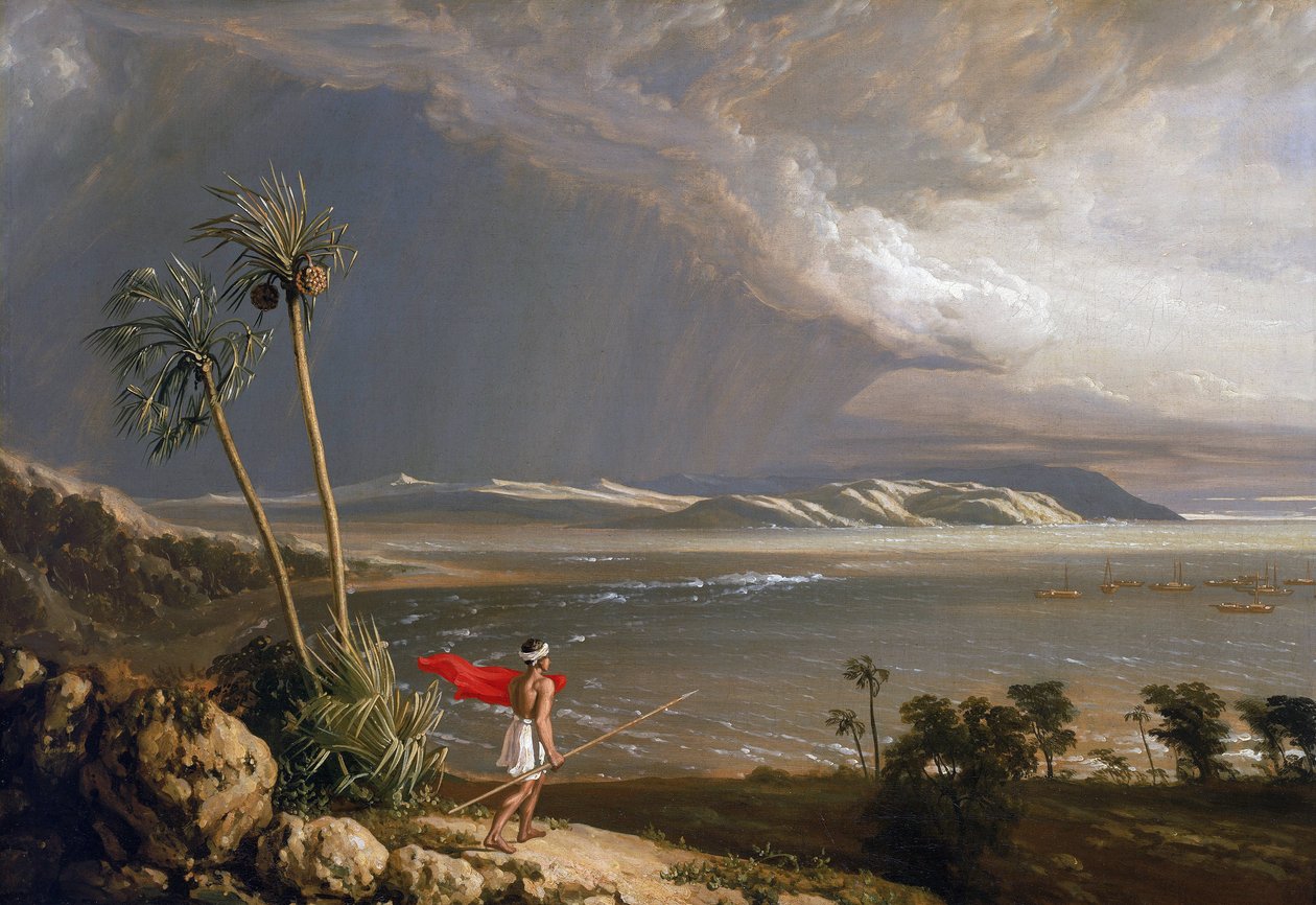 A Maláj-öböl látképe Pobassoo szigetén (Ausztrália), 1803 februárjában. William Westall (1781-1850) olaj, vászon, 19. század eleje. alkotó: William Westall