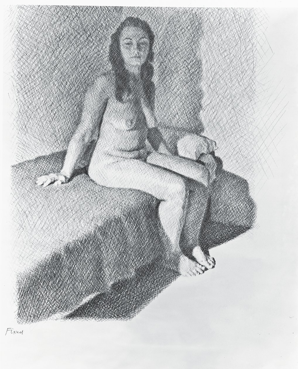 Ülő akt, 1968-74 körül (ceruza papíron) alkotó: William Wilkins