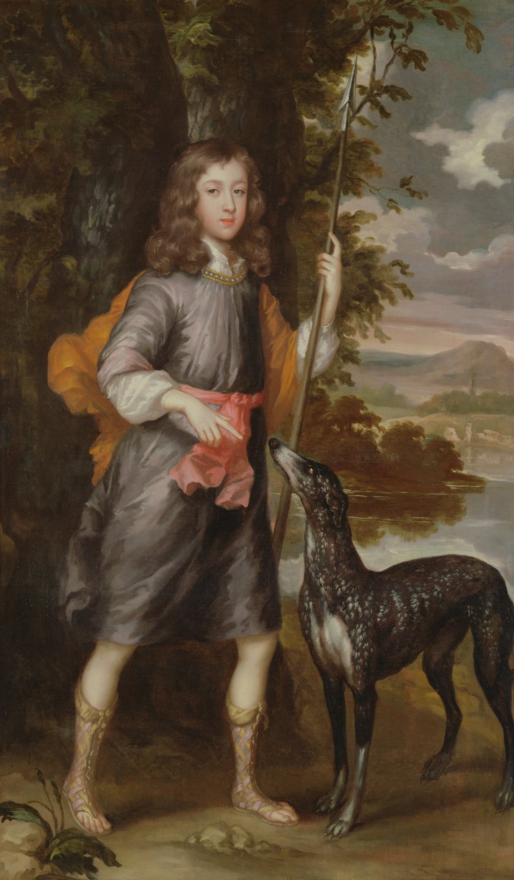 Egy fiú lándzsával és vadászkutyával, 1685 körül alkotó: William Wissing or Wissmig