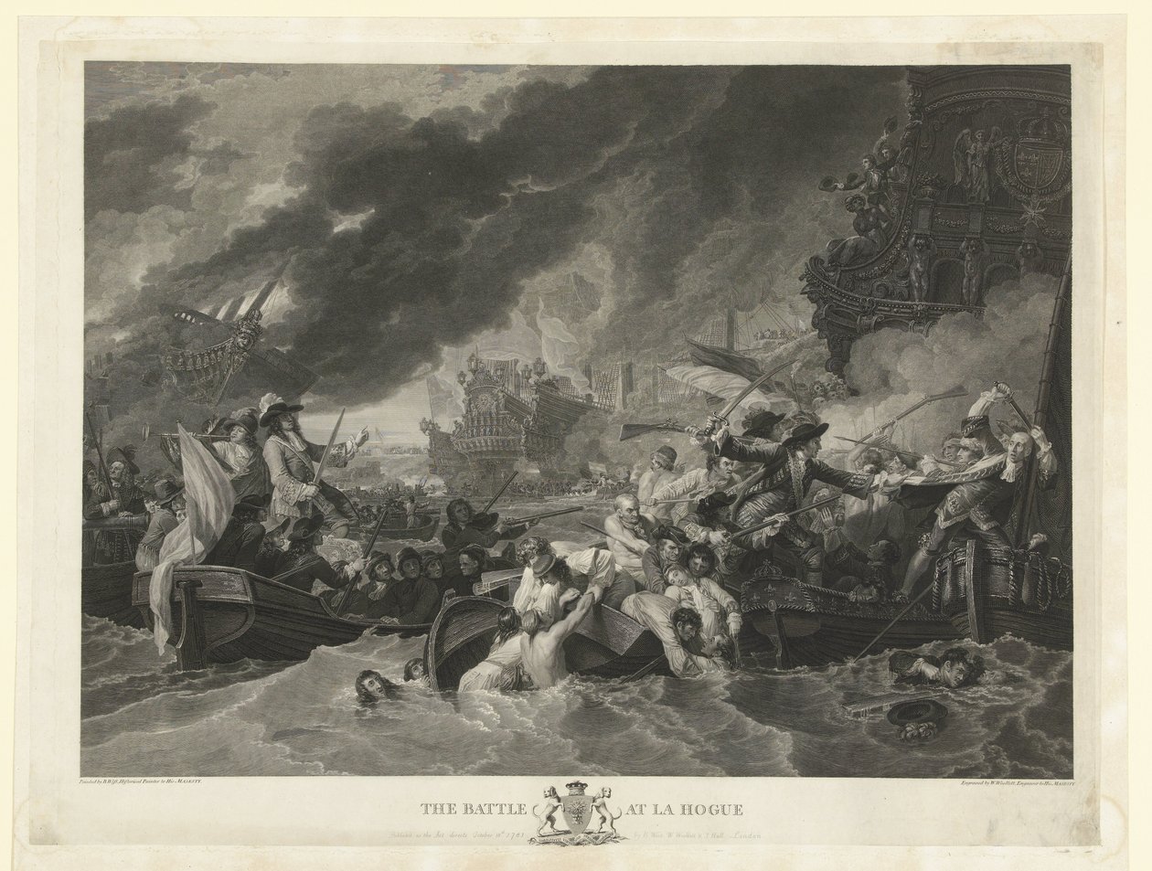 A Cape La Hogue-i ​​tengeri csata, 1692 A La Hogue-i ​​csata (cím a tárgyon) alkotó: William Woollett