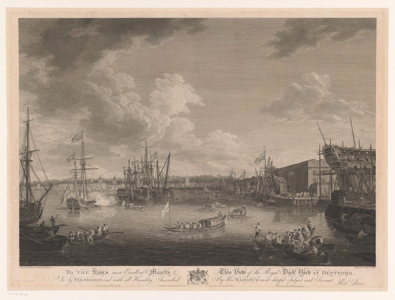 Kilátás a Deptford Hajógyárra (...) Kilátás a Royal Dock Yark-ra Deptfordban (...) (cím az objektumon) alkotó: William Woollett