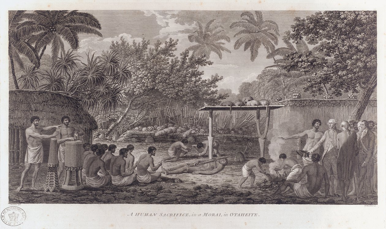 Emberáldozat Tahitin a Csendes-óceán déli részén, 1773 alkotó: William Woollett