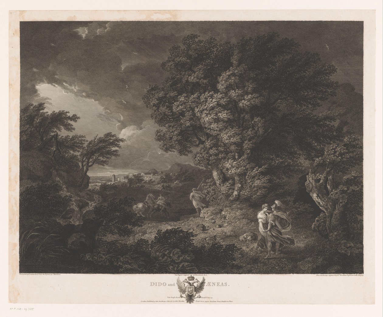 Viharos táj Didóval és Aeneasszal Dido és Aeneas (cím a tárgyon) alkotó: William Woollett
