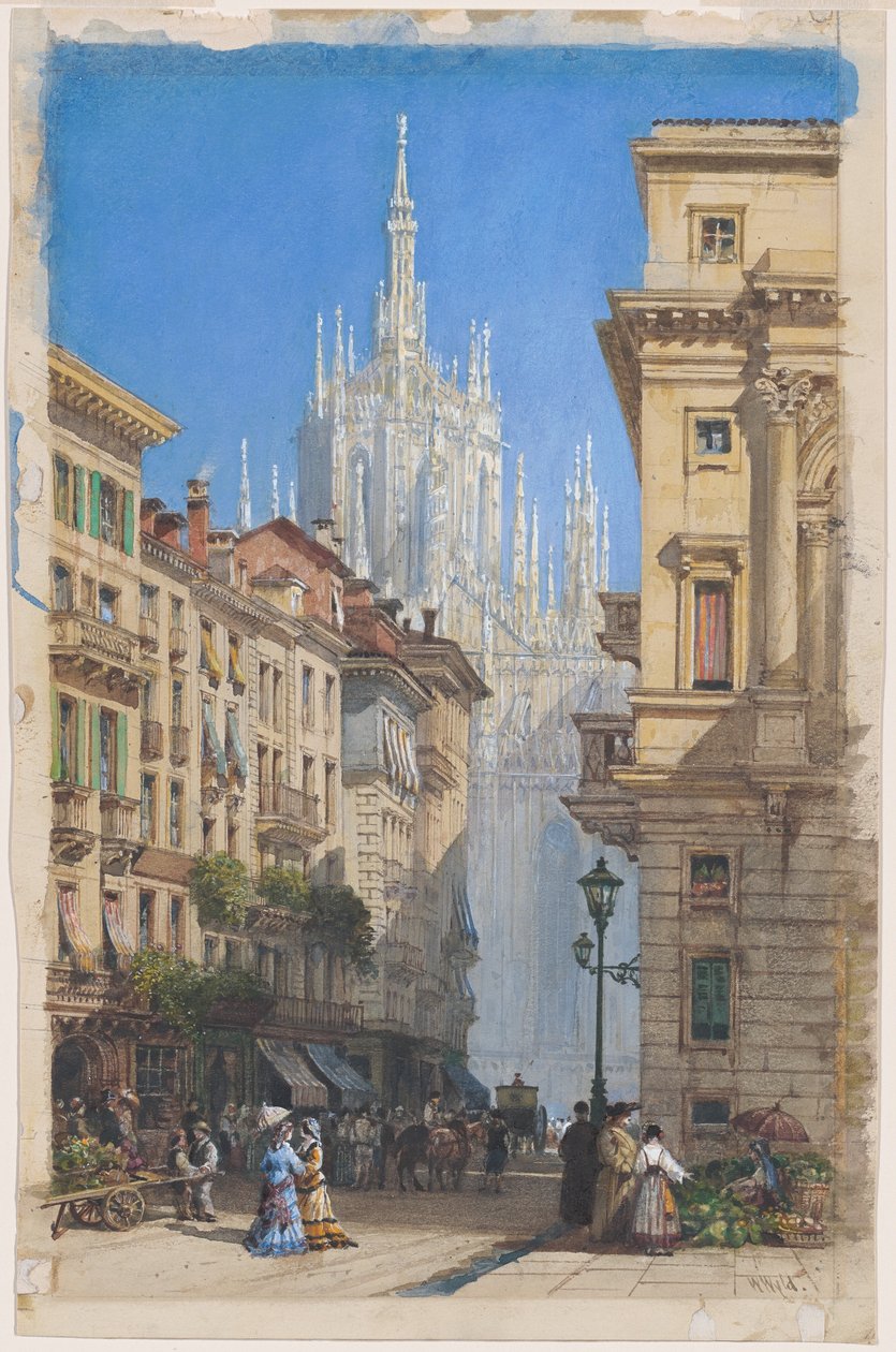 A milánói dóm a mellékutcából alkotó: William Wyld