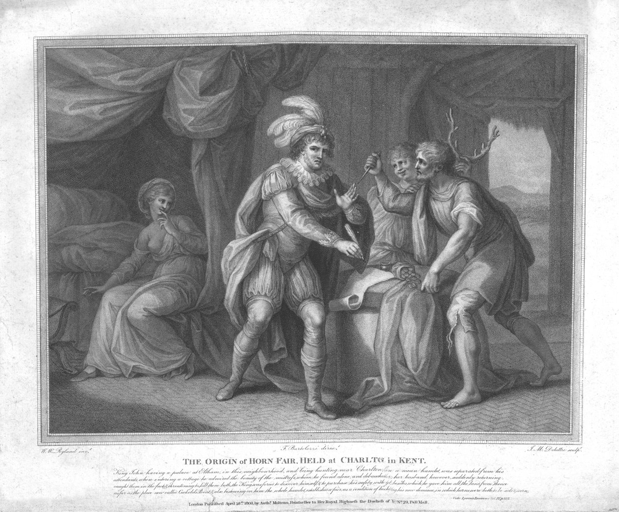A Horn-vásár eredete, a kenti Charltonban, 1803 körül alkotó: William Wynne Ryland