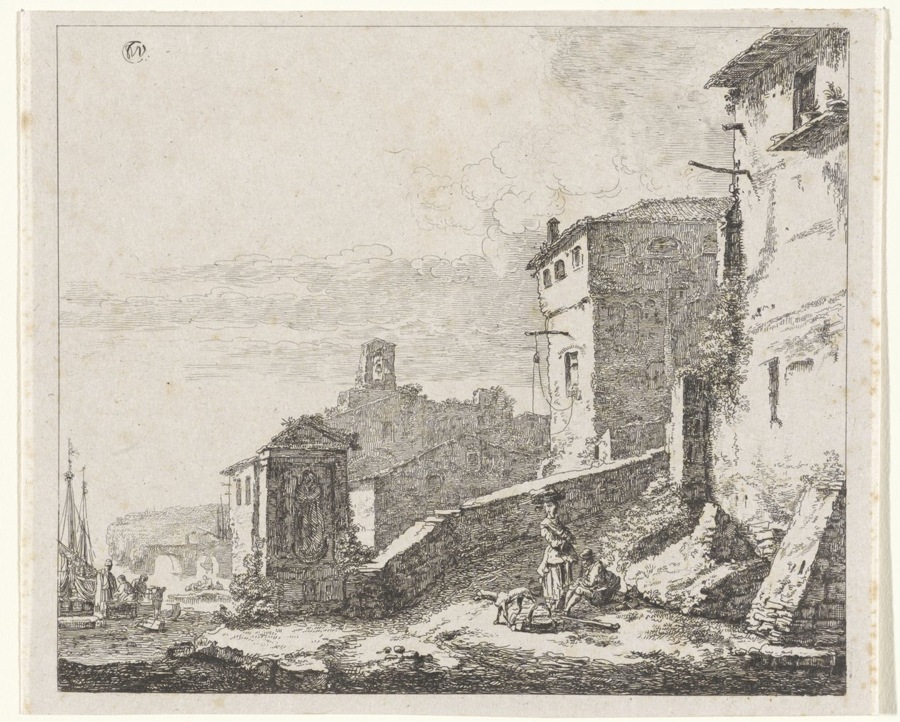 Kilátás egy falura a kikötőben alkotó: William Young Ottley (possibly)