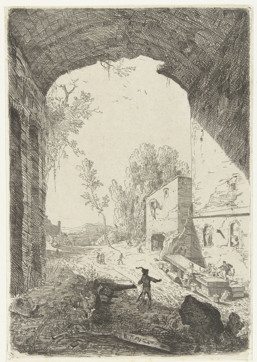 Fogadó a Grotta della Ninfa Egeriaban alkotó: William Young Ottley