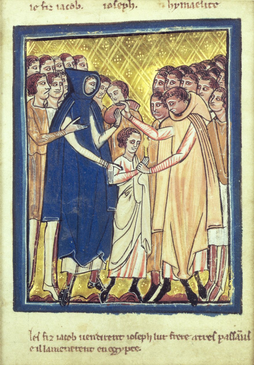 Józsefet eladták testvérei, a Bibliaképek könyvéből, 1250 körül alkotó: William de Brailes  