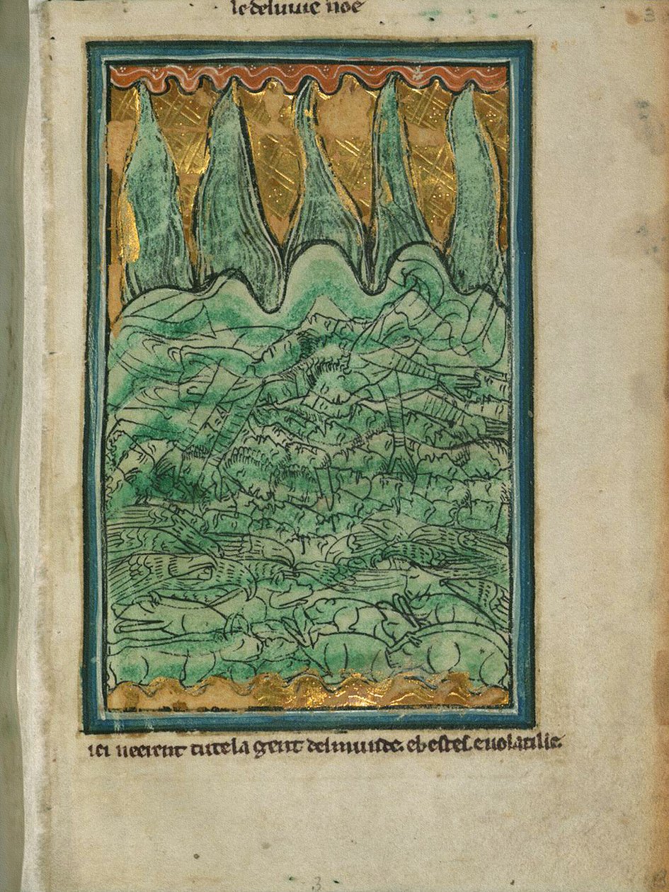 „Noé özöne”, 1250 körül (tinta és pigment a pergamenen) alkotó: William de Brailes