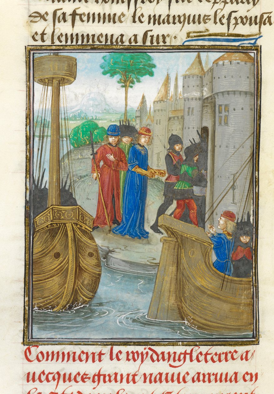 I. Richárd partraszállás Szicíliában, illusztráció a "Historia rerum in partibus transmarinis gestarum..." című könyvből, 1479-80 körül (vellum) alkotó: William of Tyre (c.1130 86) (after)