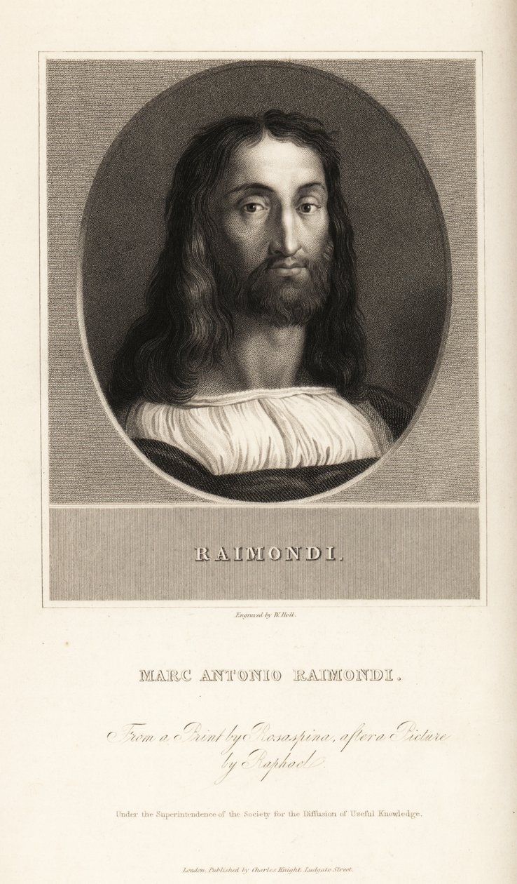 Marcantonio Raimondi olasz metsző portréja, 1470-1534 körül alkotó: William the Younger Holl